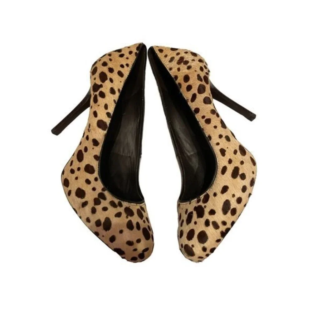 TORY BURCH Calf Hair Cheetah Print Leather Heels Shoes‎ Women's 7M